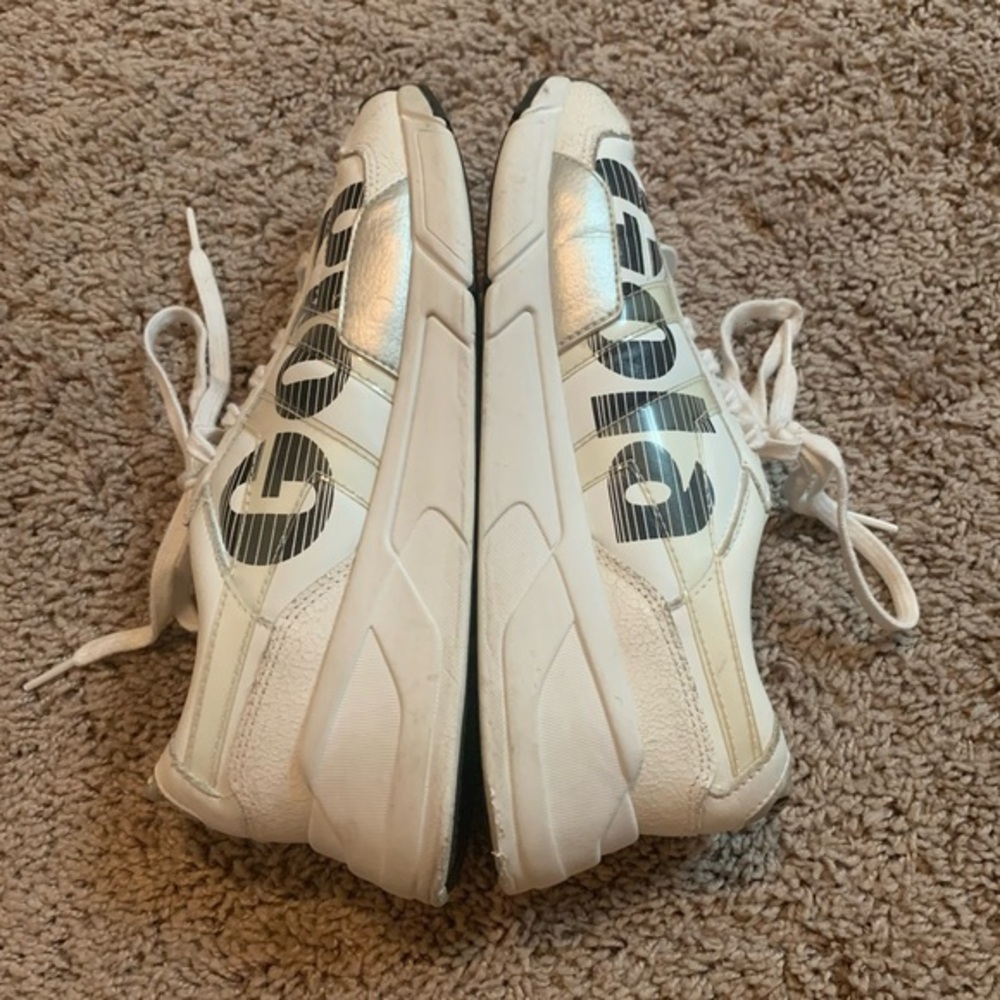 GOLA Patent Leather Sneakers with Logo Silver Accents White Grey Black Size 8